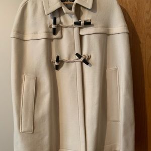 BURBERRY WOOL CASHMERE DUFFLE CAPE COAT- NATURAL